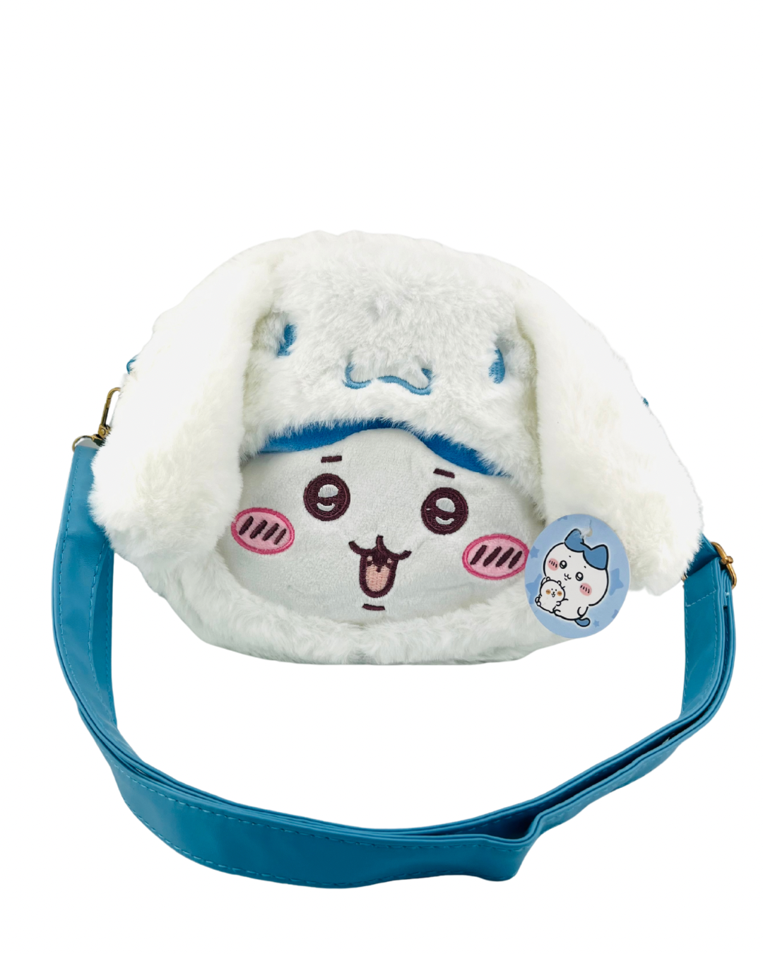 Hachiware with a Cinnamonroll hat crossbody